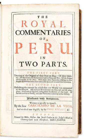 De la Vega, Garcilaso, el Inca (1539-1616) The Royal Commentaries of Peru.